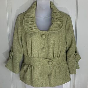 Tabitha 3/4 sleeve ruffle and flare pea coat